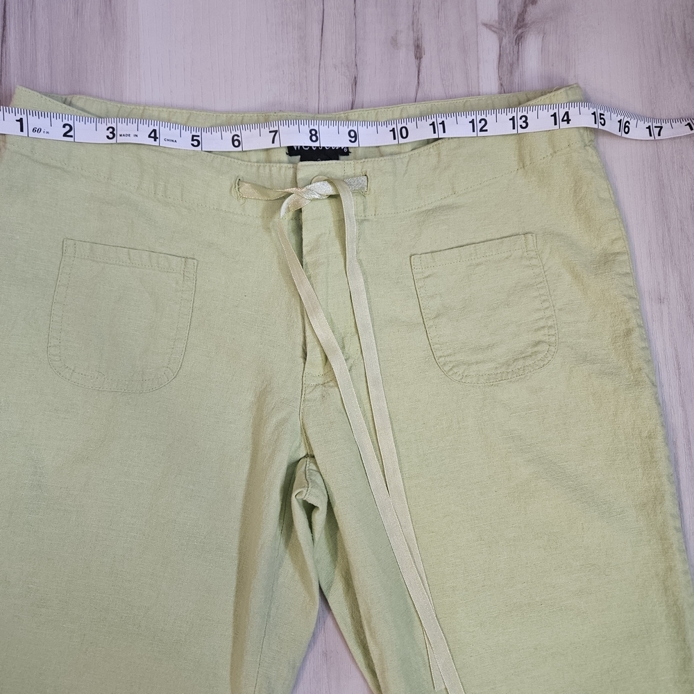 Wet Seal Vintage Y2K Linen Blend Wide Leg Drawstring Pants Light Green Juniors-3 - Picture 2 of 9